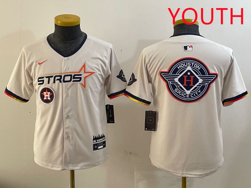 Youth Houston Astros Blank Cream three generations Joint Name 2025 Nike MLB Jersey style 41429